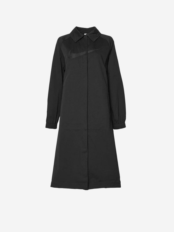 NIKE_Black oversized twill trench coat_Black_XS_Women