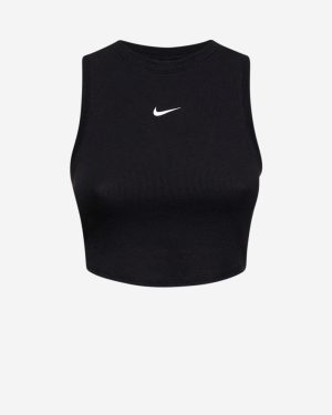 NIKE_Black short and fitted mini ribbed tank top_Black_XS_Women