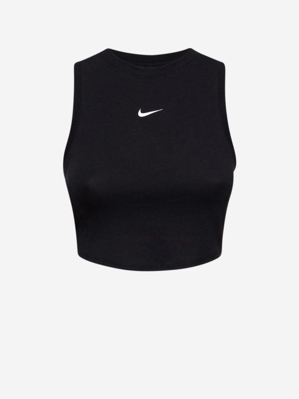 NIKE_Black short and fitted mini ribbed tank top_Black_XS_Women