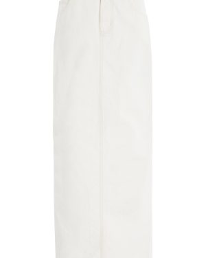 NILI LOTAN - Ozzy Denim Maxi Skirt - Ivory - 25 - Moda Operandi