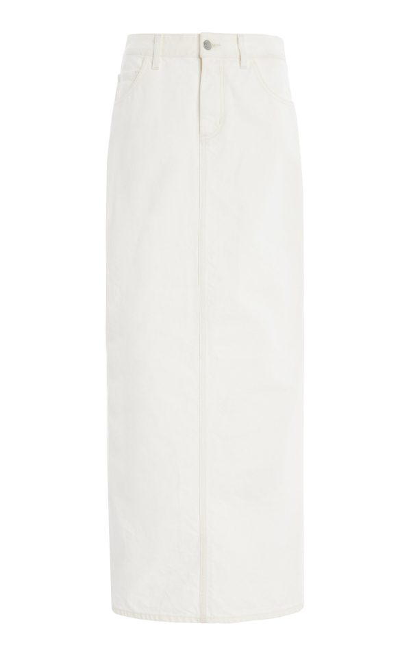 NILI LOTAN - Ozzy Denim Maxi Skirt - Ivory - 25 - Moda Operandi