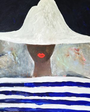 Naive Portrait Acrylic Painting By Adina Potop, 120 X 120Cm, All You Need Is A Hat