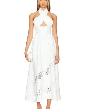 Nana Jacqueline Portia Velvet Dress in White. Size M, S.