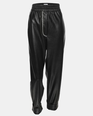 Nanushka Black Faux Leather Drawstring Harem Pant M