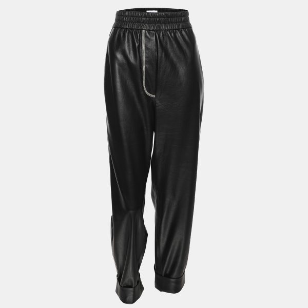 Nanushka Black Faux Leather Drawstring Harem Pant M