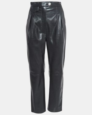 Nanushka Black Faux Leather Pleated Trousers S