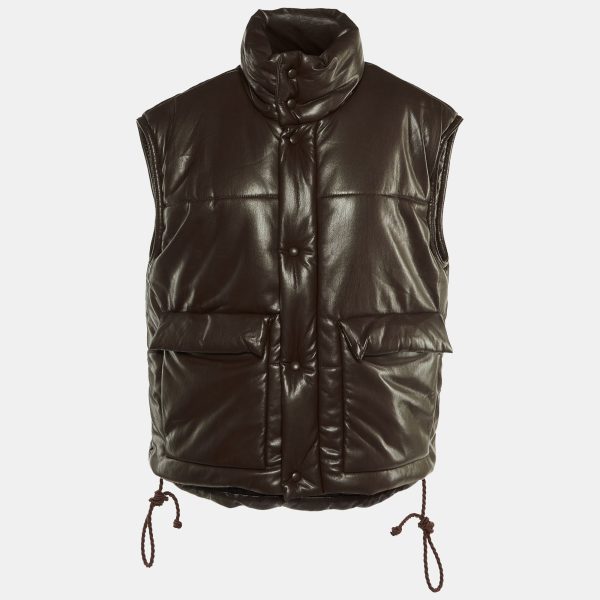 Nanushka Dark Brown Quilted Faux Leather Vest Jacket M