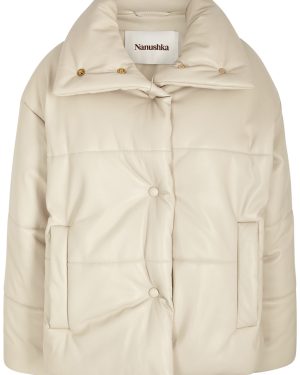 Nanushka Hide Cream Padded Faux Leather Jacket - S