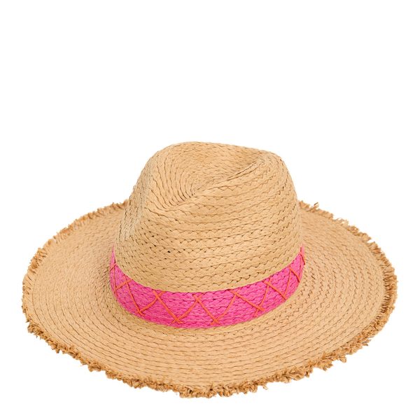 Natural / Pink Fedora With Detail Trim