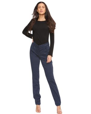 (Navy - ST3, 10) Ladies Denim Jeans High Waist Skinny Trouser Pants