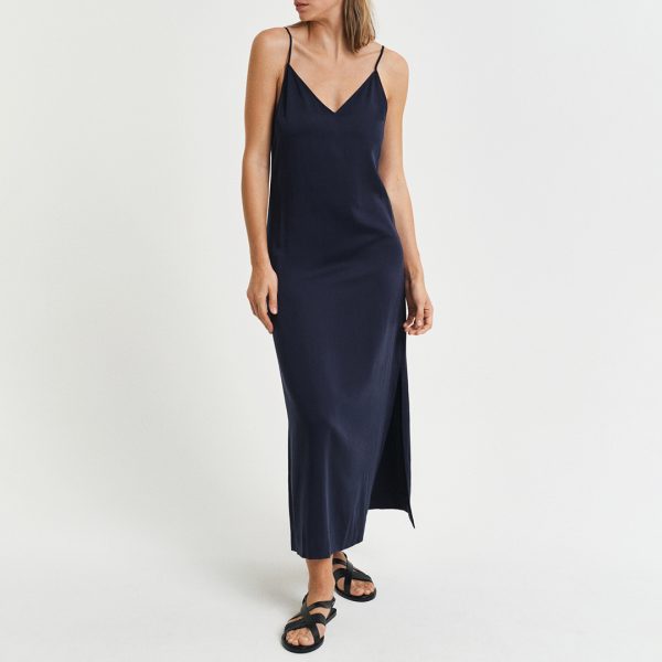 Navy Slip Midi Dress