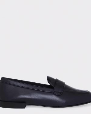 Navy Vivian Leather Loafers