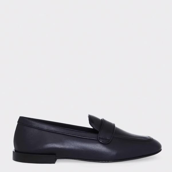 Navy Vivian Leather Loafers