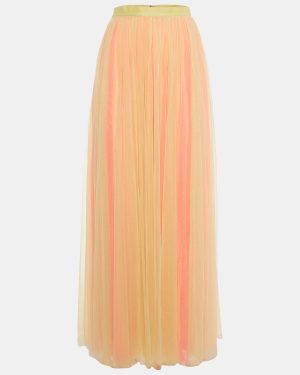 Needle & Thread Yellow/Pink Two Tone Tulle Maxi Skirt S