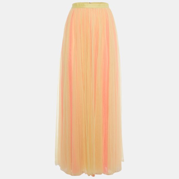 Needle & Thread Yellow/Pink Two Tone Tulle Maxi Skirt S