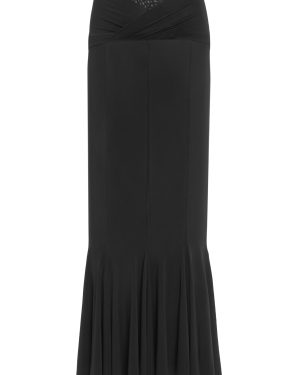 Nensi Dojaka - V-Waist Flared Midi Skirt - Black - S - Moda Operandi