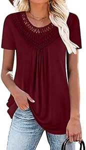 Netsmile Summer Casual Tunic Tops for Women Short Sleeve 2XL, Red