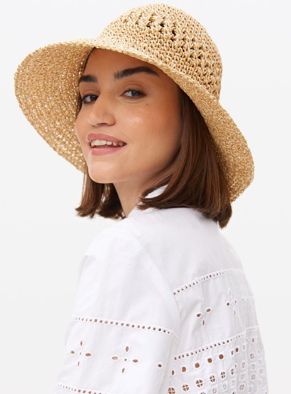 Neutral Cloche Straw Hat One Size