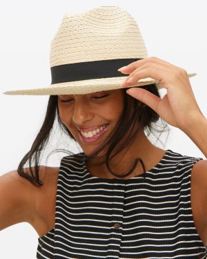 Neutral Straw Fedora Hat One Size