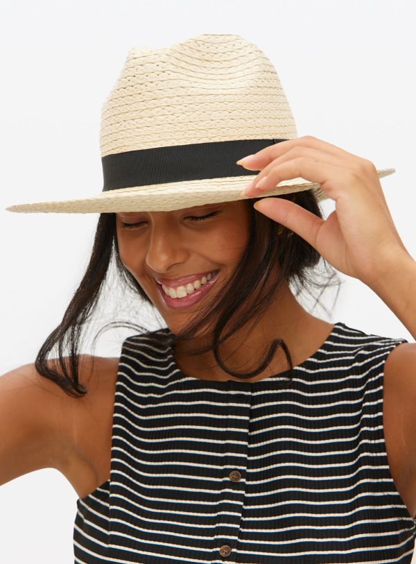 Neutral Straw Fedora Hat One Size