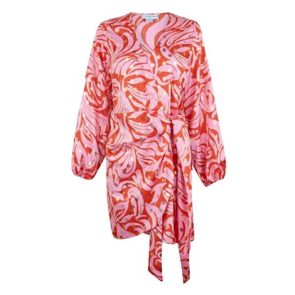 Never Fully Dressed Mini Vienna Swirl Wrap Dress - Pink