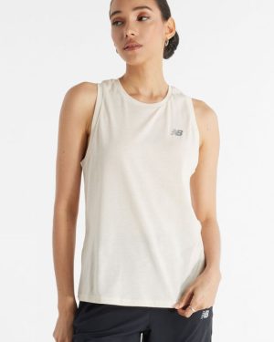 New Balance Womens Sport Essentials Heathertech Tank Top - White