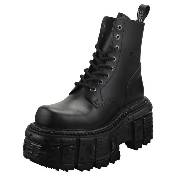 New Rock Metallic M-mili084n-s5 Unisex Platform Boots - 7 UK