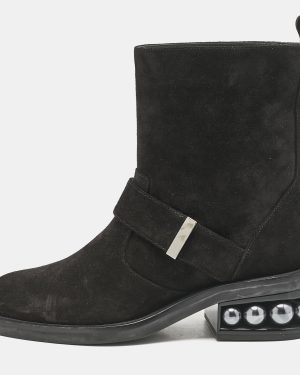 Nicholas Kirkwood Black Suede Casati Pearl Ankle Length Boots Size 37