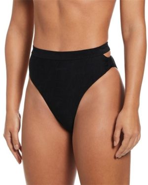 Nike Cut Out High Waisted Bikini Bottoms - Black