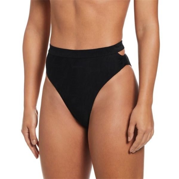Nike Cut Out High Waisted Bikini Bottoms - Black