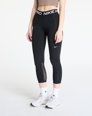 Nike Pro Women's Mid-Rise Crop Mesh-Panel Leggings Black/ White XS