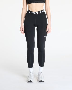 Nike Pro Women's Mid-Rise Mesh-Paneled Leggings Black/ White L