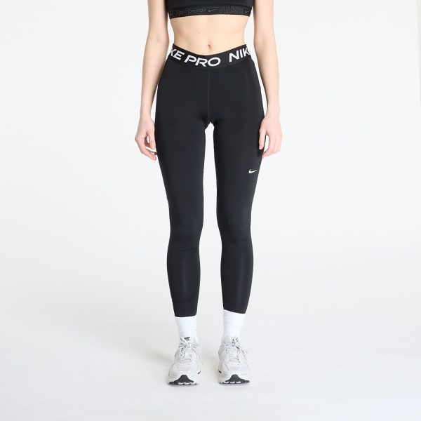 Nike Pro Women's Mid-Rise Mesh-Paneled Leggings Black/ White L