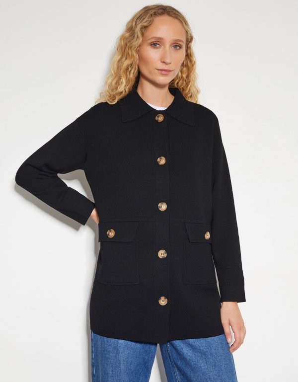 Nina Knit Utility Jacket Black