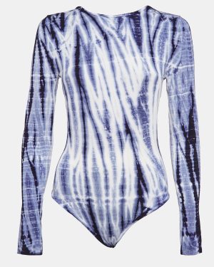 Ninety Percent Blue Tie-Dye Print Tencel Bodysuit M