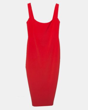 Nookie Cherry Red Stretch Crepe Sleeveless Sheath Dress S