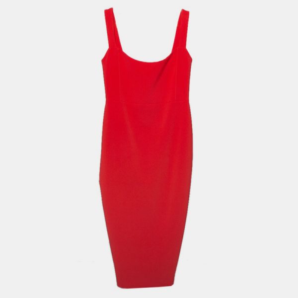 Nookie Cherry Red Stretch Crepe Sleeveless Sheath Dress S