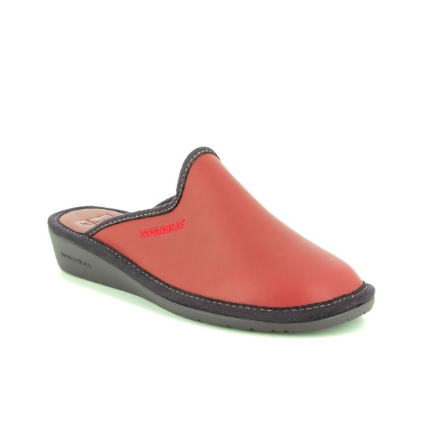 Nordikas Mulea 82 Red leather Womens slipper mules 347-8 in a Plain Leather in Size 42