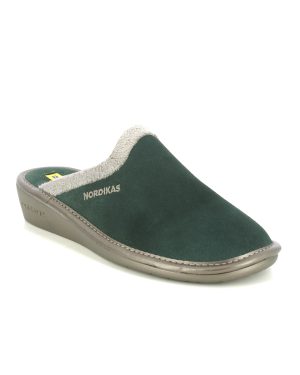 Nordikas Musue Dark Green Womens slipper mules 0234-98 in a Plain Leather in Size 41