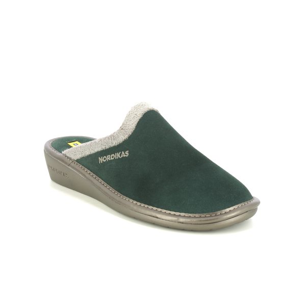 Nordikas Musue Dark Green Womens slipper mules 0234-98 in a Plain Leather in Size 41