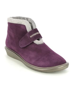 Nordikas Norvel Boot Purple suede Womens slippers 280-O4 in a Plain Suede Leather in Size 42