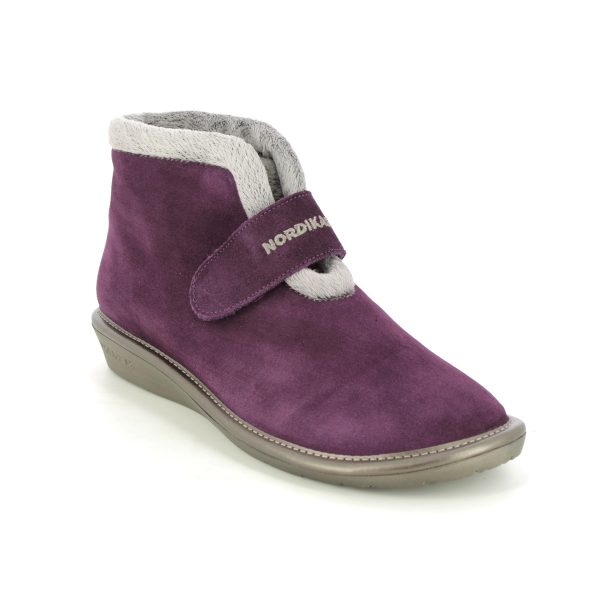 Nordikas Norvel Boot Purple suede Womens slippers 280-O4 in a Plain Suede Leather in Size 42