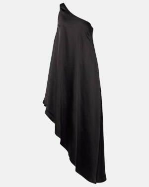 Norma Kamali Asymmetric one-shoulder satin midi dress