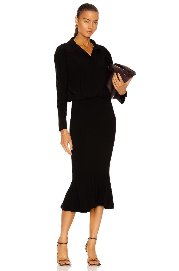 Norma Kamali Boyfriend NK Shirt Fishtail Dress in Black - Black. Size XS (also in ).