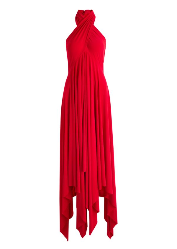 Norma Kamali Convertible Asymmetric Stretch-jersey Midi Dress - Red - L (UK14 / L)