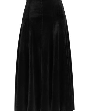 Norma Kamali Grace Velvet Midi Skirt - Black - L (UK14 / L)