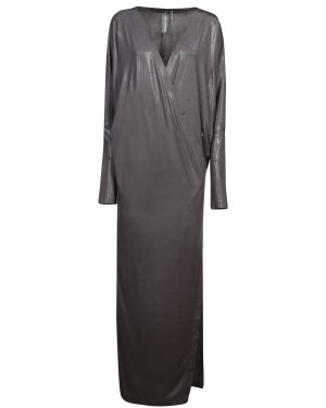 Norma Kamali Grey Long Wrap Side Slit Dress