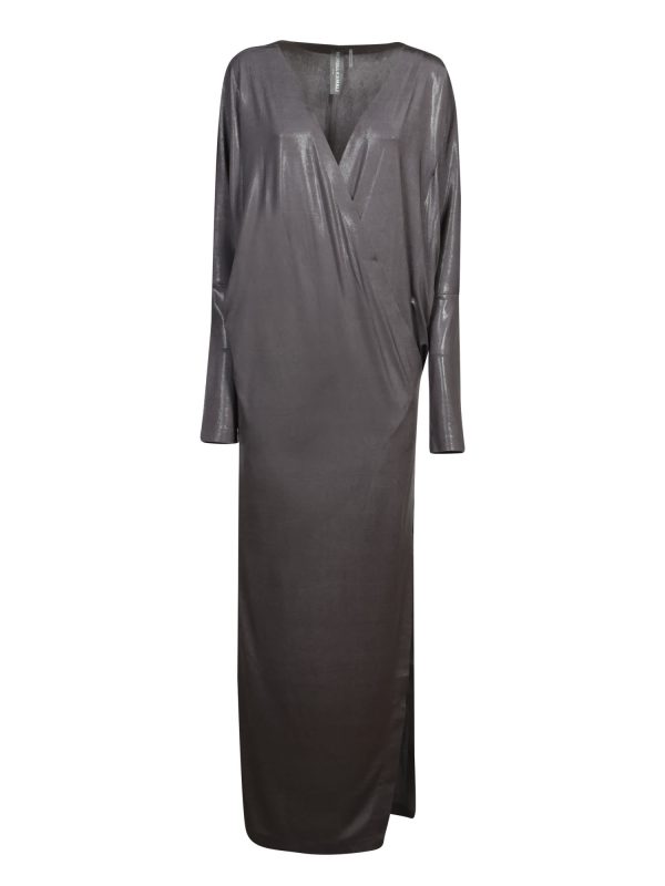 Norma Kamali Grey Long Wrap Side Slit Dress