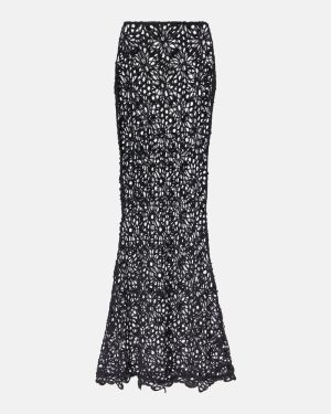 Norma Kamali Obie cotton-blend crochet maxi skirt