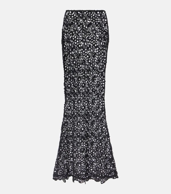Norma Kamali Obie cotton-blend crochet maxi skirt